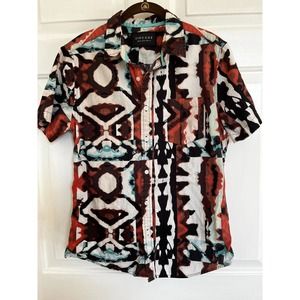 Zipcode Men's Shirt Tribal Print Size M 80's Retro Style